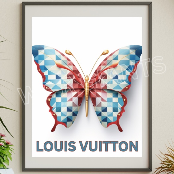 LOUIS VUITTON BUTTERFLY ART PRINT 11X14 FASHION ART VUITTON ART - Picture 1 of 3